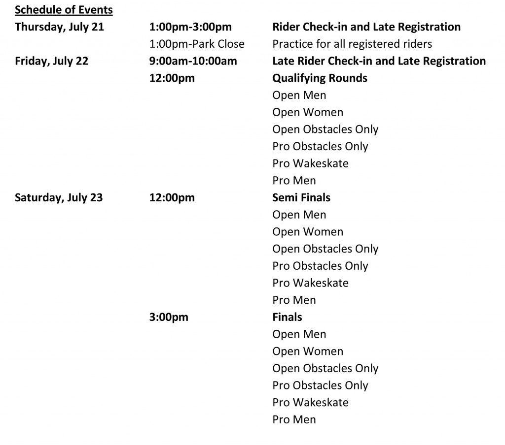 WPTC Stop #2 Schedule